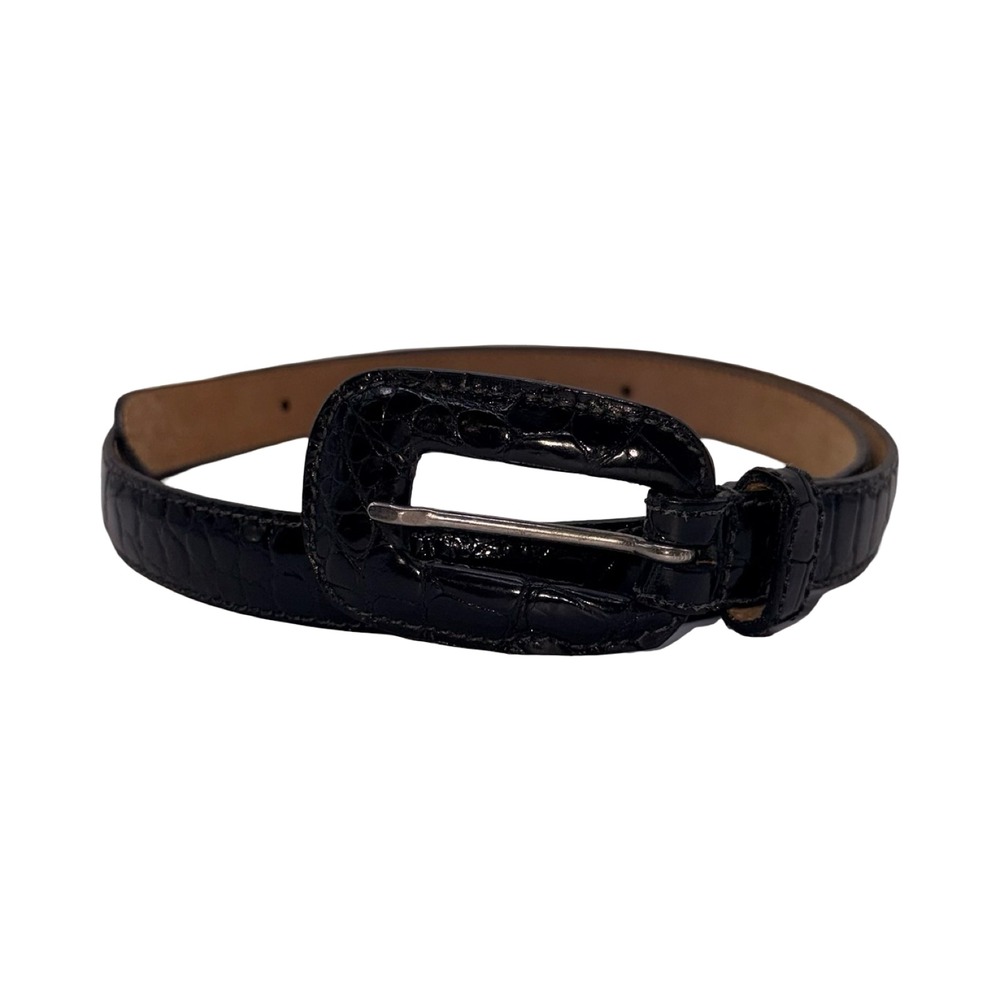 WCM New York Black Genuine American Alligator Skin Belt Womens Medium Skinny